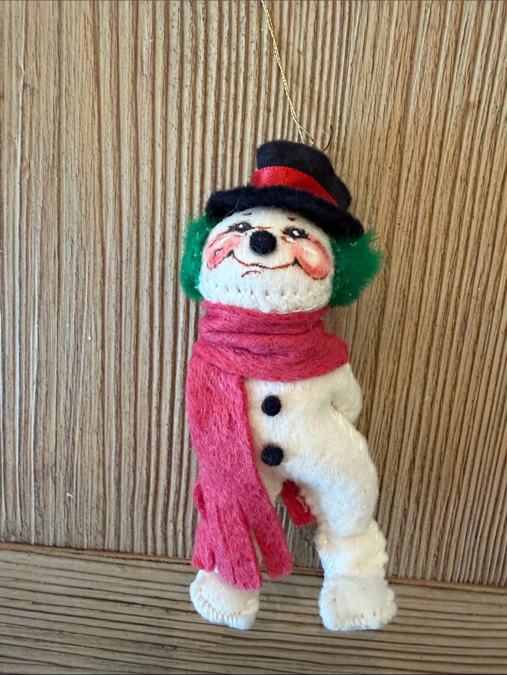 Vintage 1989 Annalee Snowman Ornament 4”